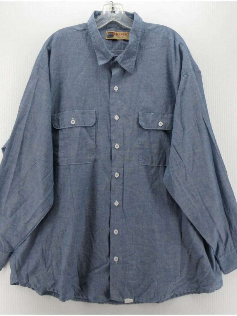 VINTAGE Big Mac Shirt 19-19 1/2 JC Penney Chambray Workwear 90s USA XXL